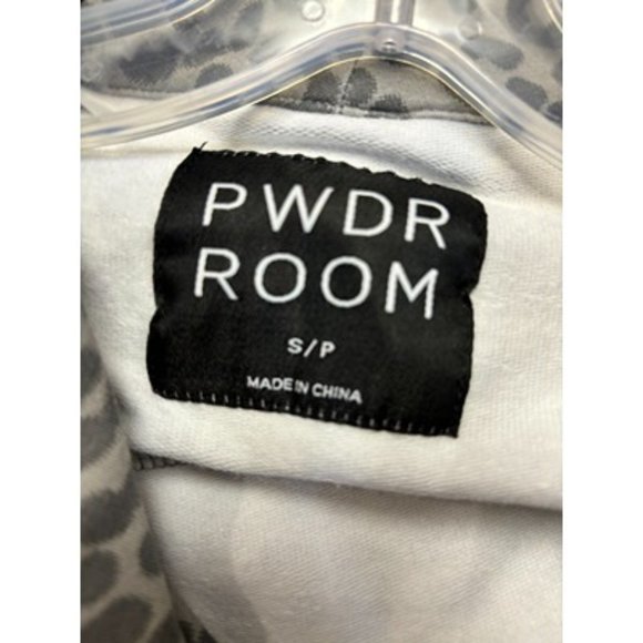 Pwdr Room After Glow Stretch Terry Gray Collared Animal Full Zip Sweater Size S - Picture 4 of 6